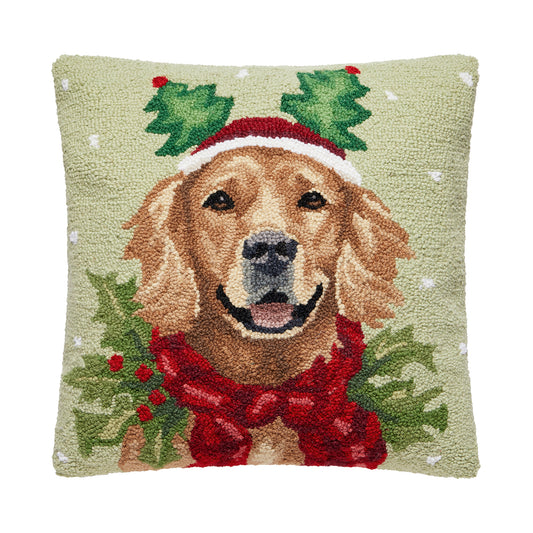Holiday Retriever Hook Pillow – 18x18