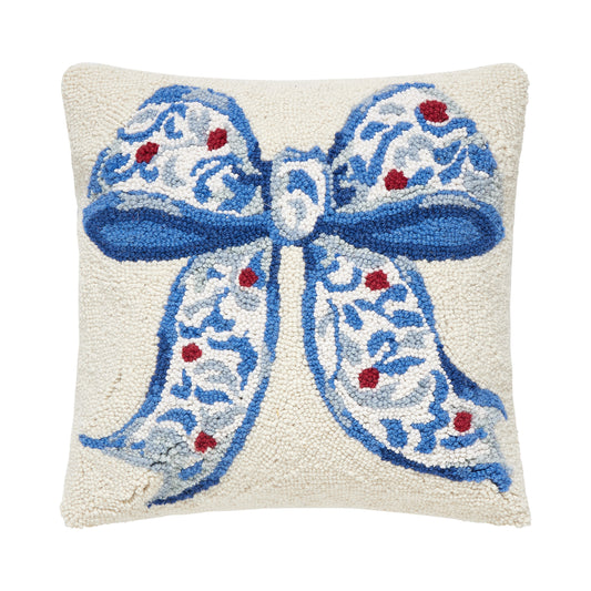 Chinoiserie Bow Hook Pillow – 16" x 16"