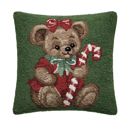 Teddy Bear Hook Pillow – 16" x 16"
