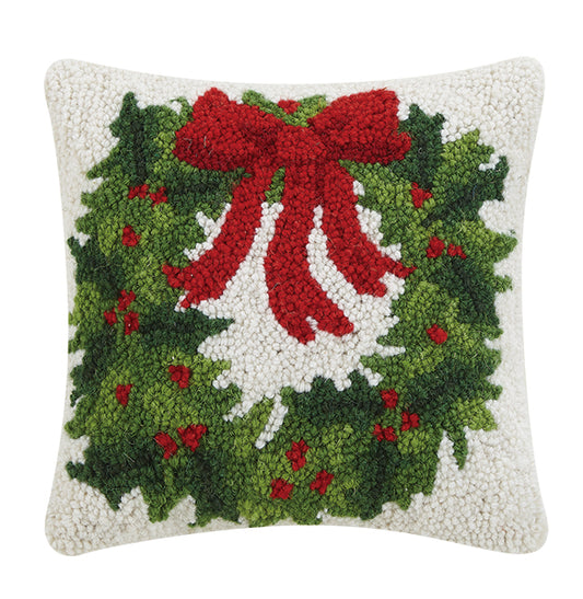 Holiday Wreath Hook Pillow – 10" x 10"