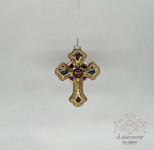 4.75" Glass Gem Tone Cross Ornament