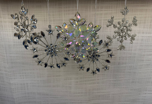 Crystal & Rhinestone Snowflake Ornament Bundle (12 pcs)