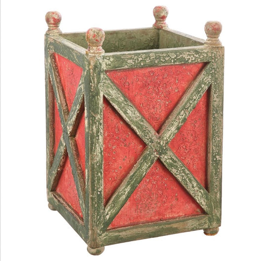 15” Red & Green Wood Planter Box