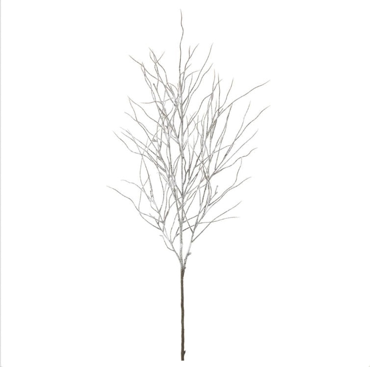 46” Snowed Twig Spray – White/Brown