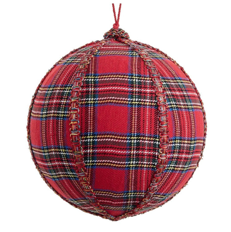 8” Plaid Ball Ornament