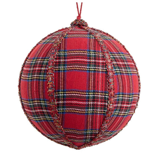 8” Plaid Ball Ornament