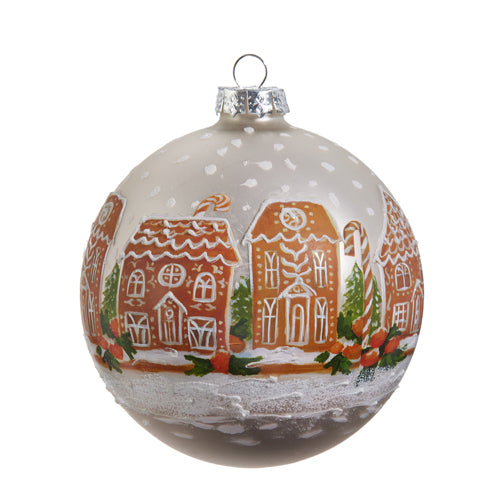 5" Gingerbread Village Glass Ornament