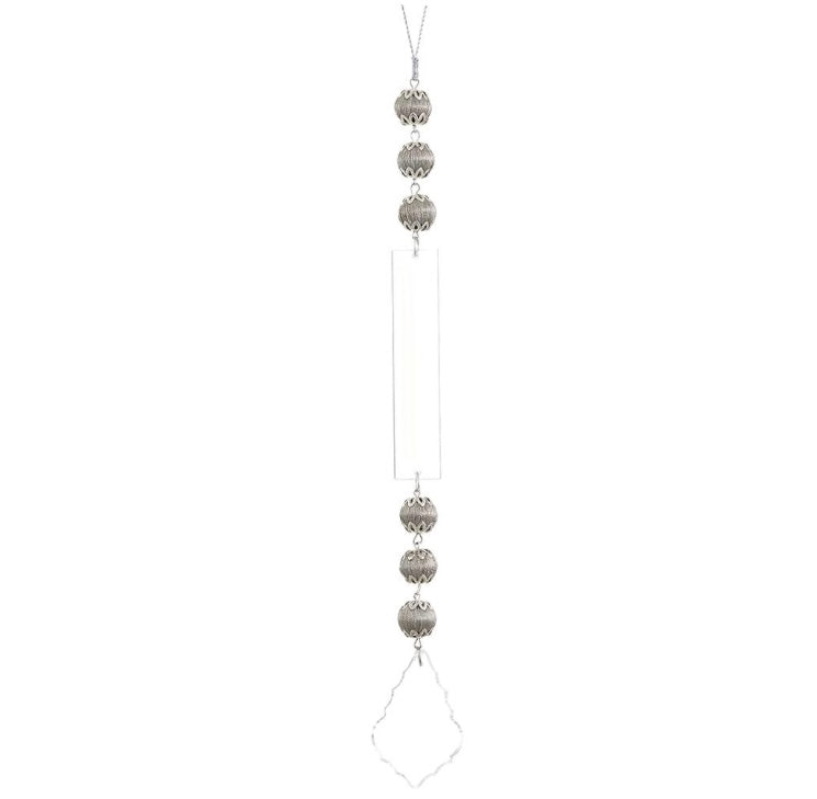 13” Glass & Bead Drop Ornament – Silver & Clear