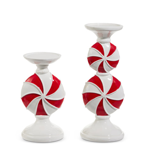 Peppermint Pillar Candle Holders – Set of 2