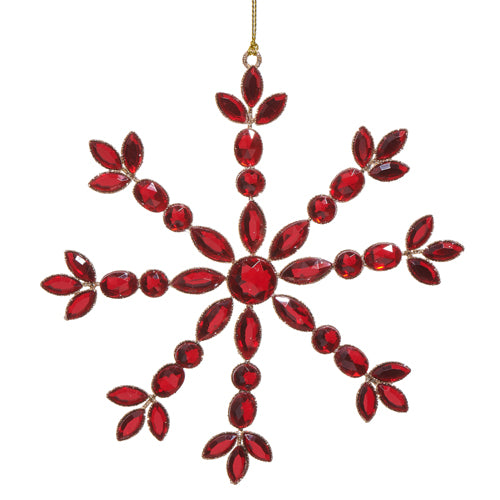6.5" Red Jeweled Snowflake Ornament