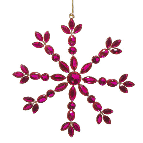 6.5" Pink Jeweled Snowflake Ornament