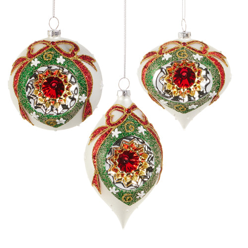 Vintage-Inspired Reflector Ornaments – 3.5" – Sold Separately