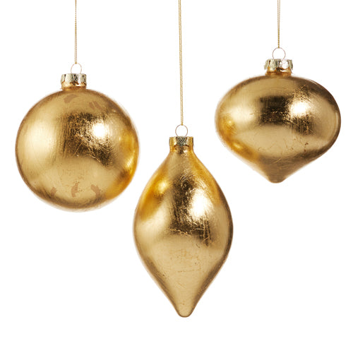 4" Gold Leaf Glass Ornament – Sold Separately