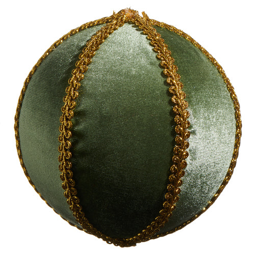 5" Green Velvet Ornament with Gold Trim