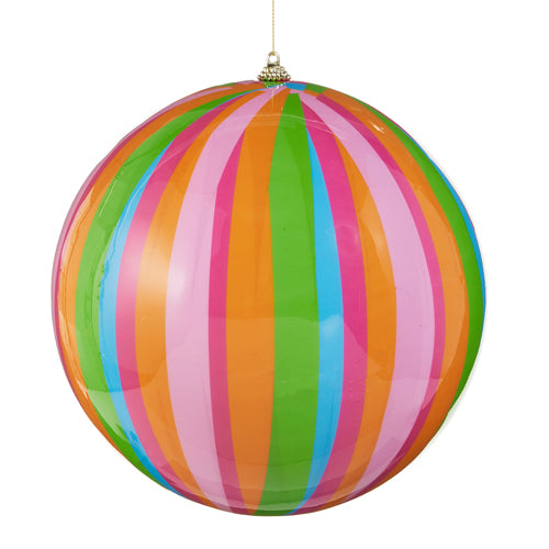 8" Multicolor Striped Shatterproof Ball Ornament
