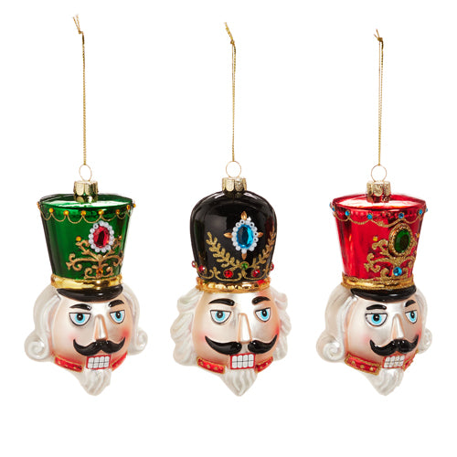 Nutcracker Head Glass Ornament – Sold Separately