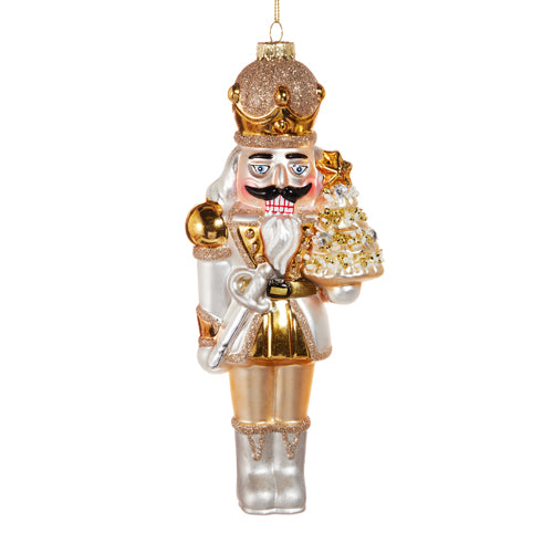 8.5" Champagne & Gold Nutcracker Ornament