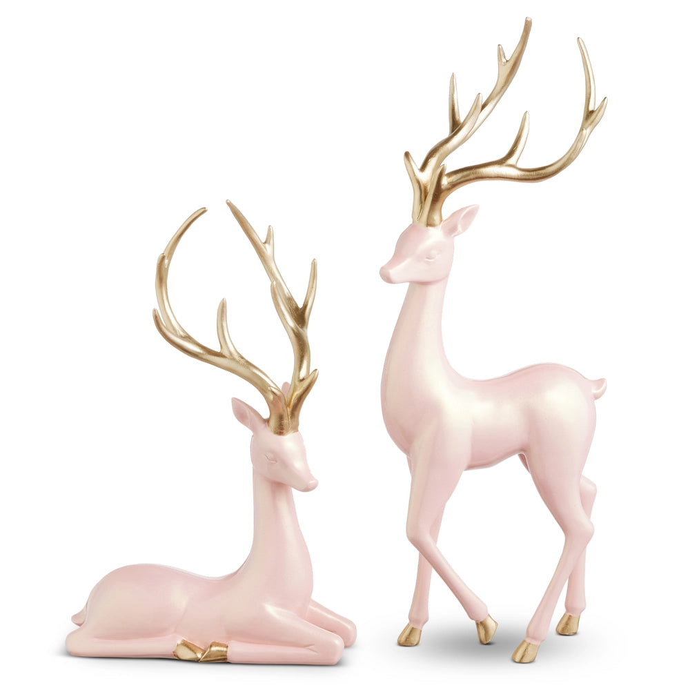 17.75" Pink Pearlescent Deer Set
