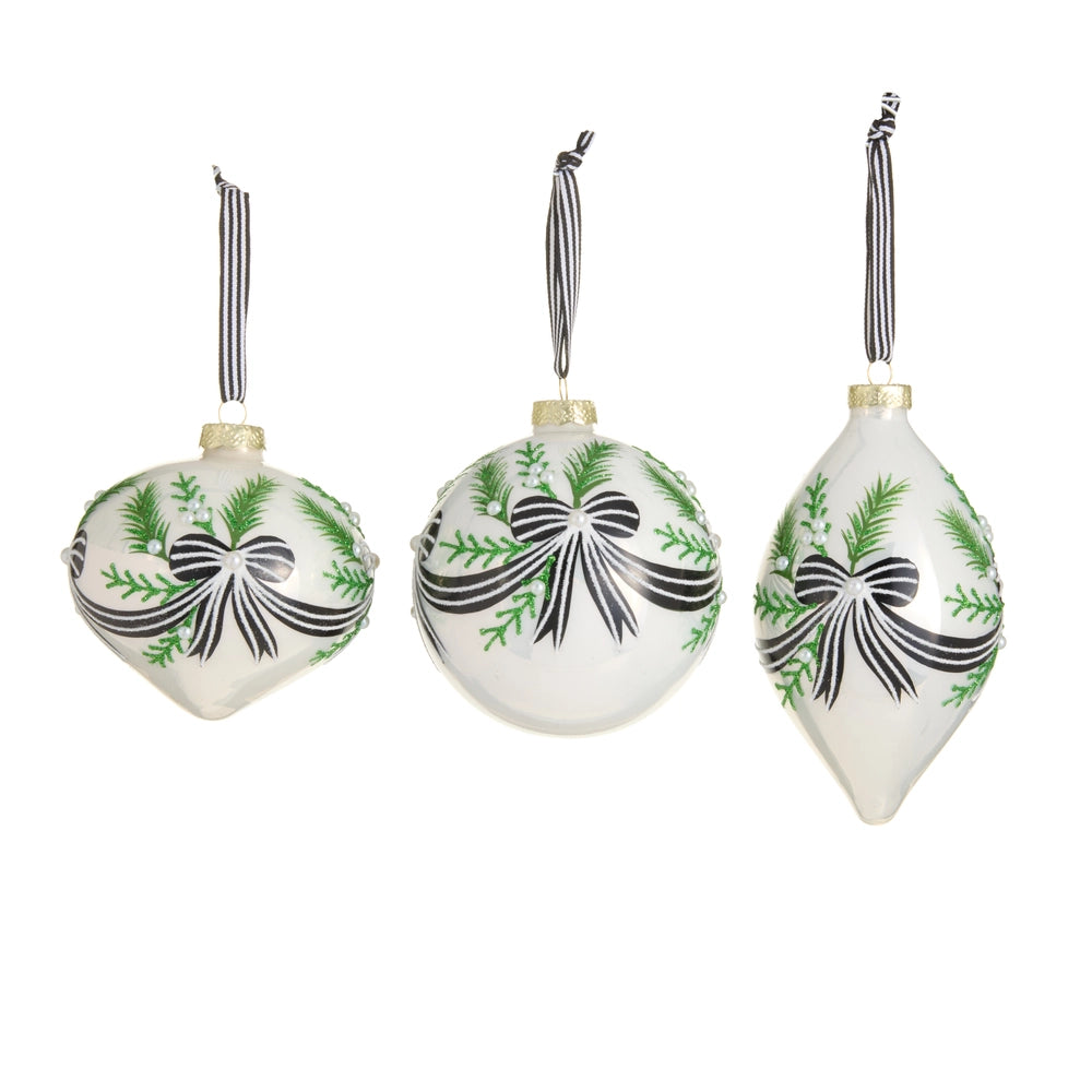4" Black & White Bow Bunting Ornament