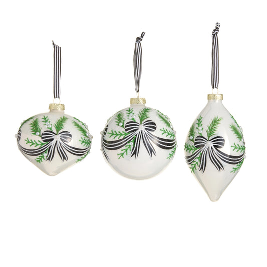 4" Black & White Bow Bunting Ornament