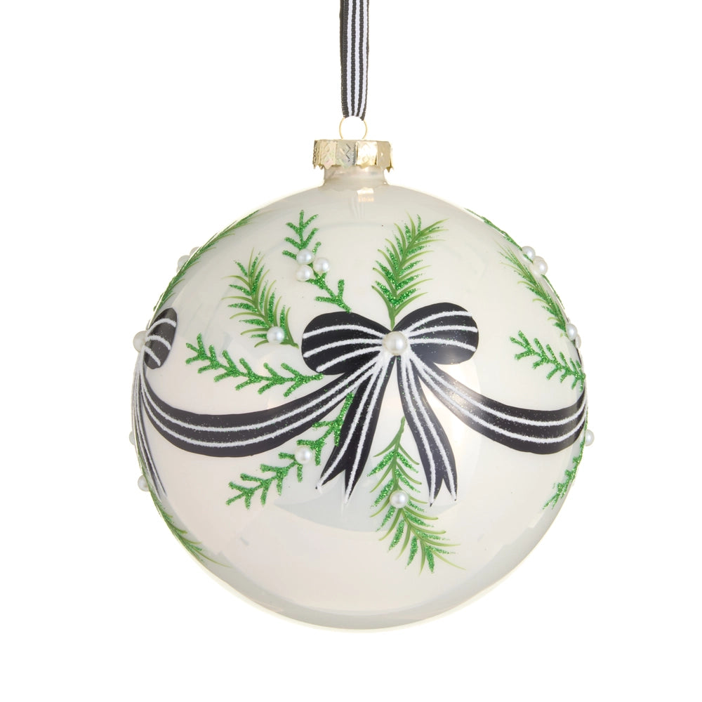 6" Black Bow Bunting Ball Ornament