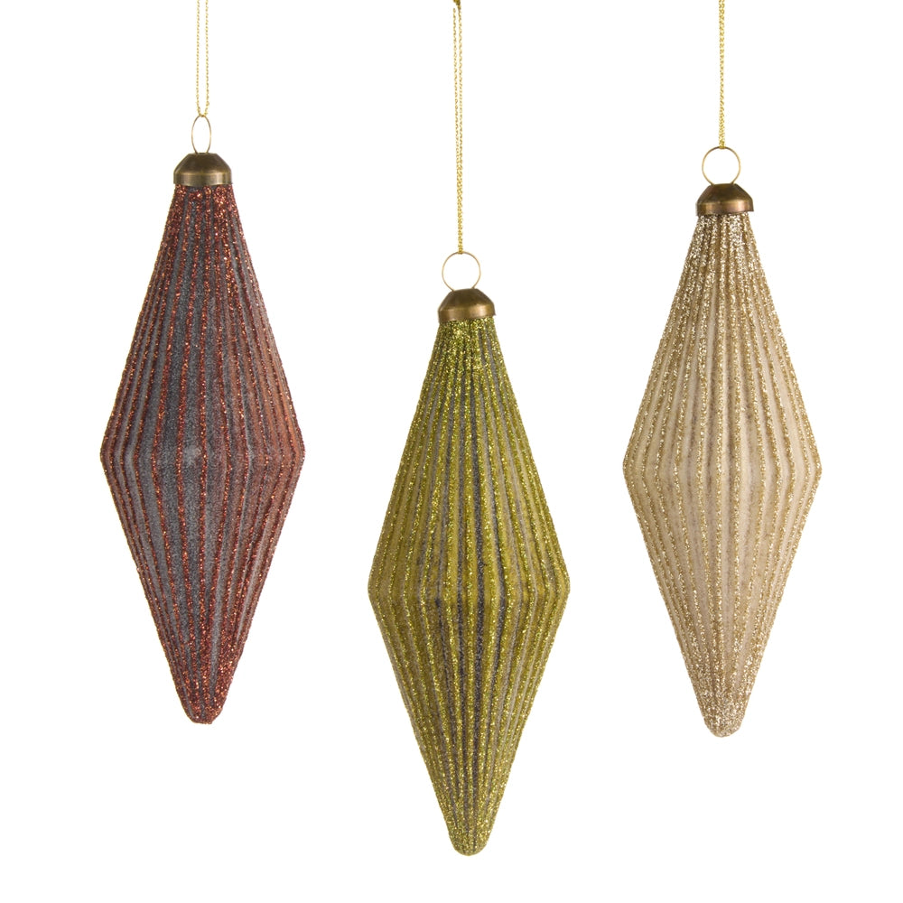 5.5" Glittered Ribbed Finial Ornament