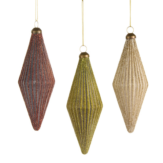 5.5" Glittered Ribbed Finial Ornament