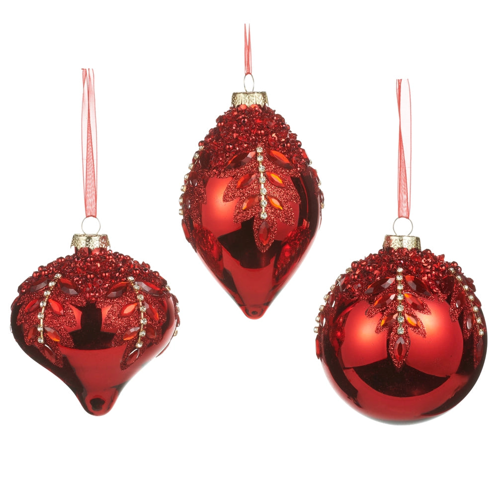 4" Red Gem Encrusted Ornament