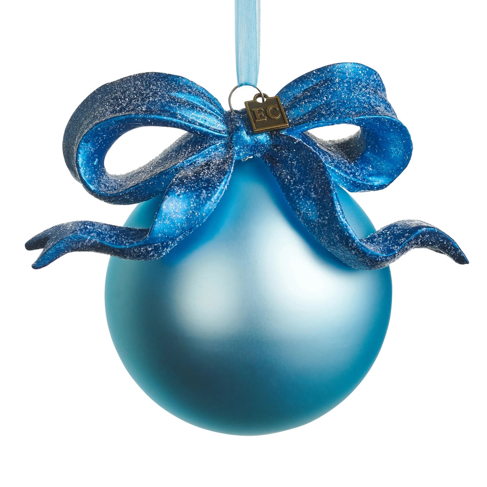 Eric Cortina 5.5" Blue Ribbon Ball Ornament