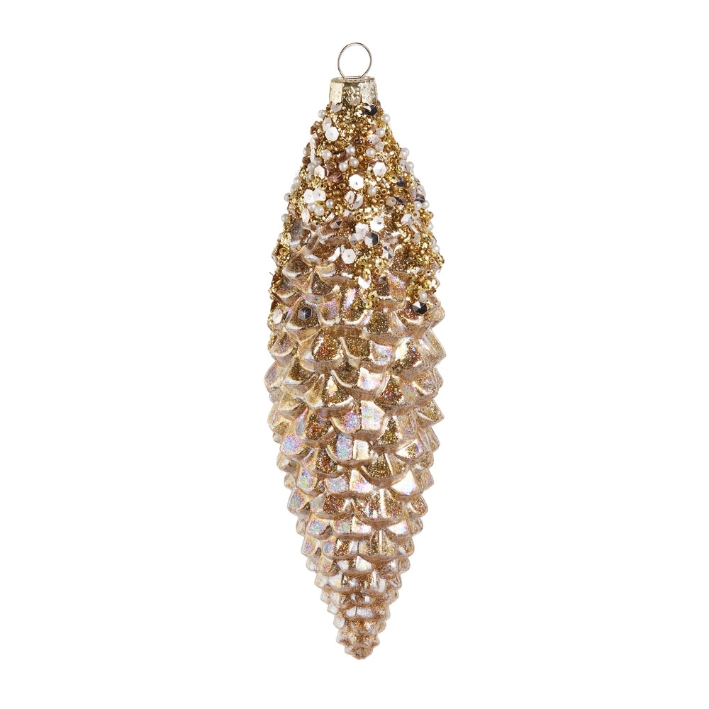 7.25" Gold Glittered Pinecone Ornament