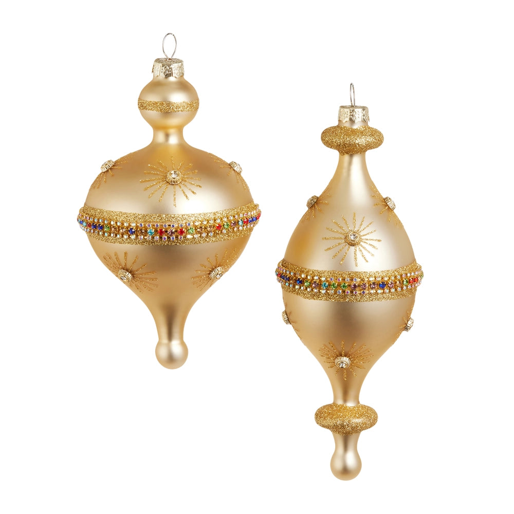 7.5" Gold & Jewel Finial Ornament