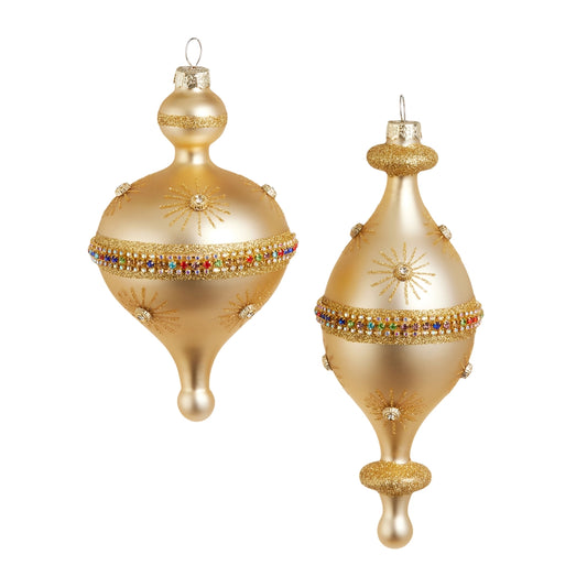 7.5" Gold & Jewel Finial Ornament