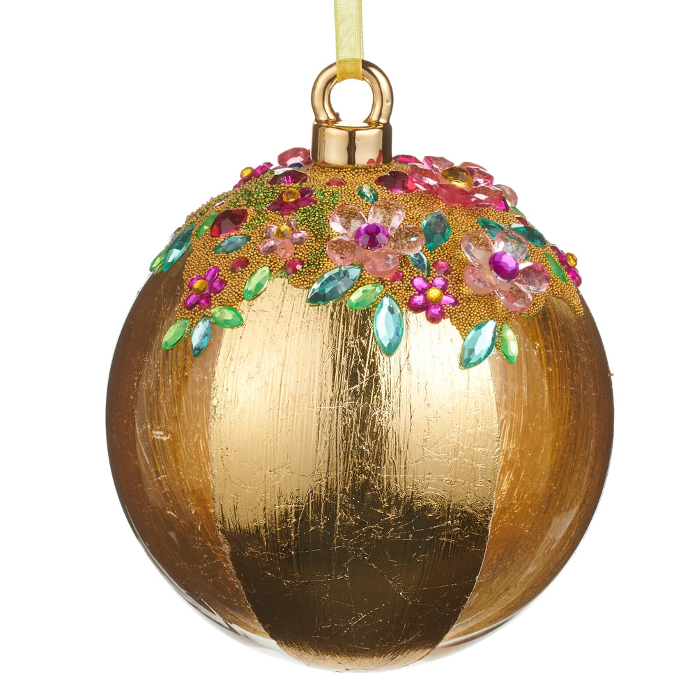 5" Gold & Jewel Ball Ornament
