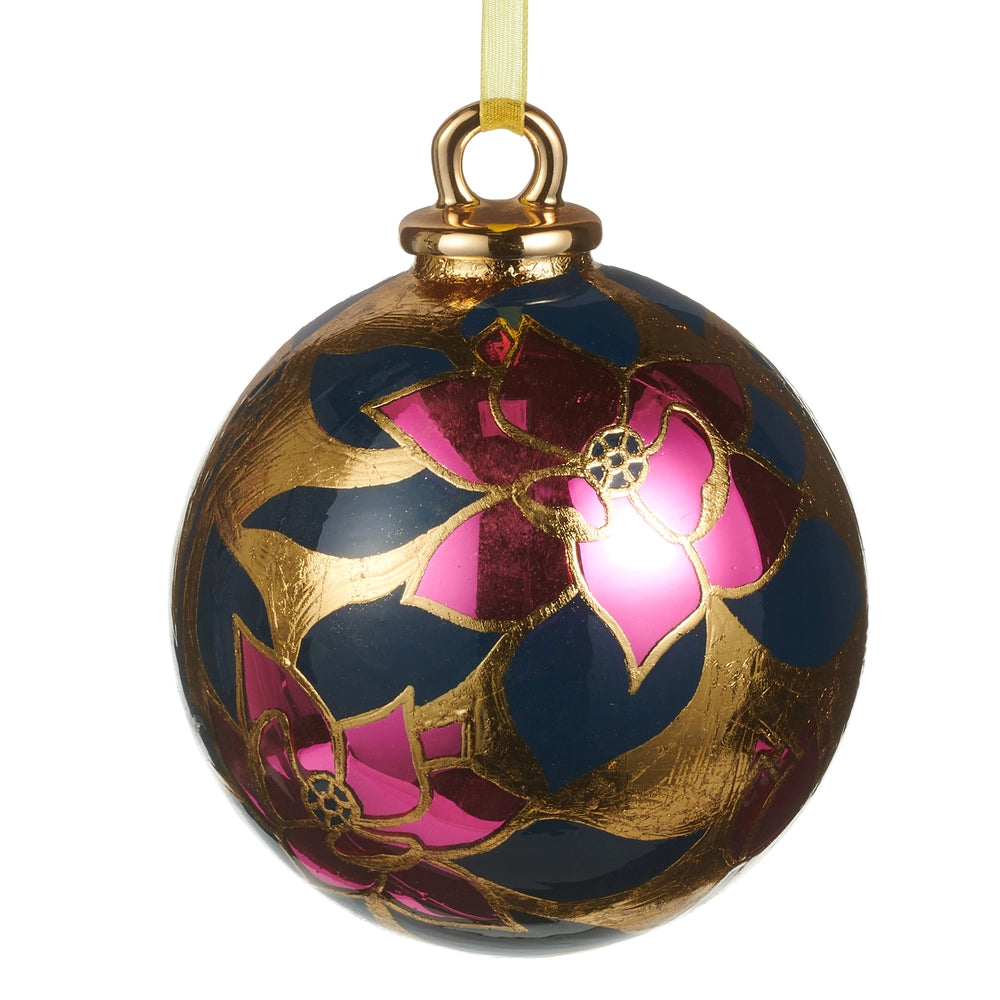 4" Burgundy Floral Ball Ornament