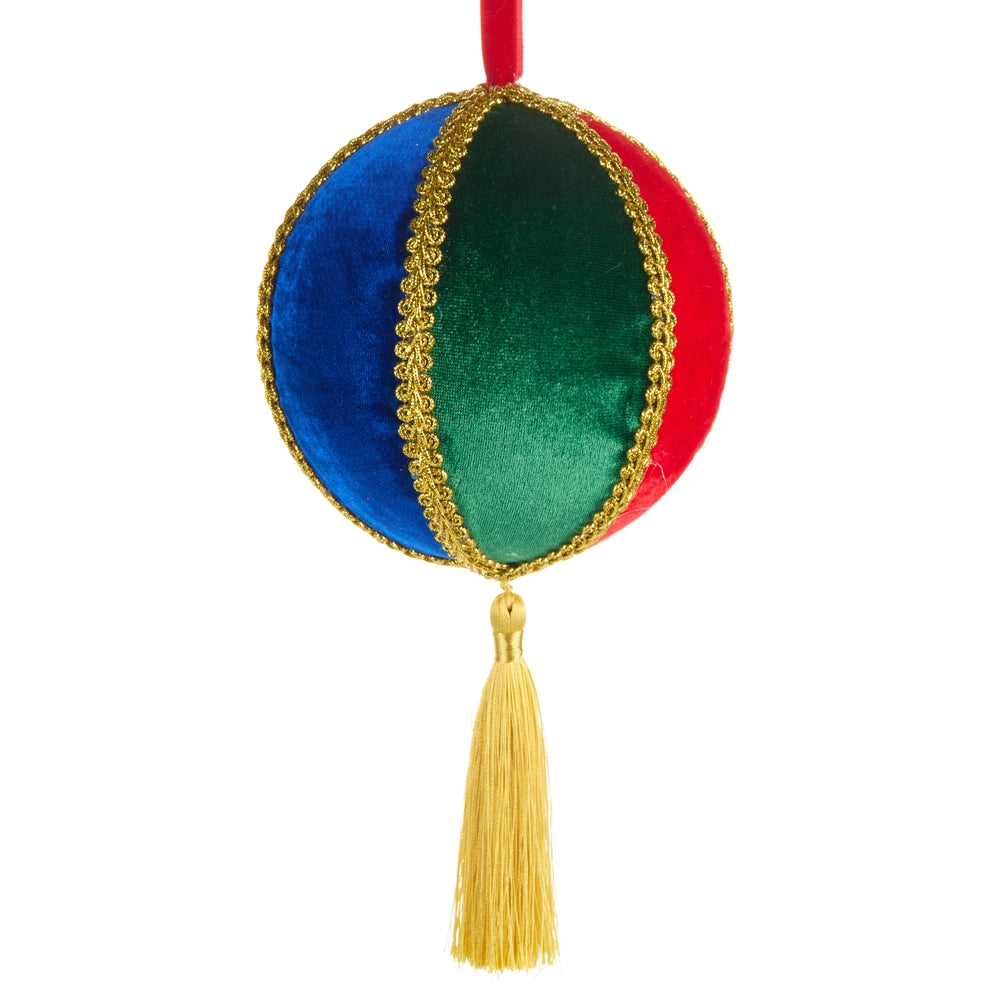 Multicolor Velvet Ball Ornament with Tassel
