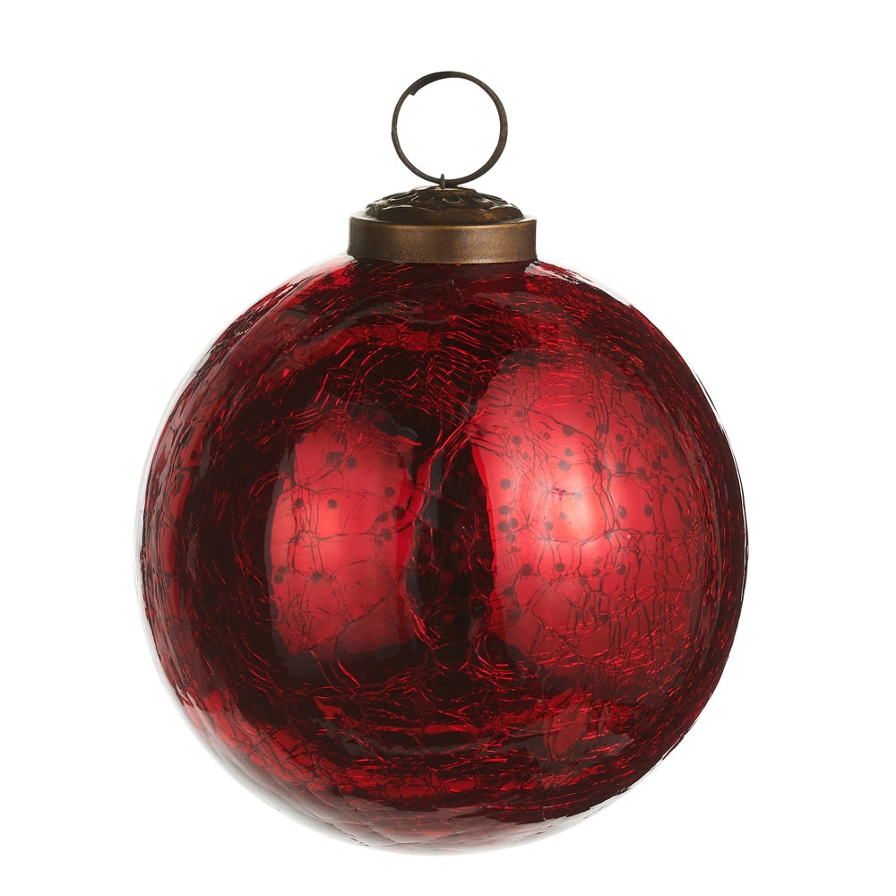 4" Marbled Shiny Red Ball Ornament