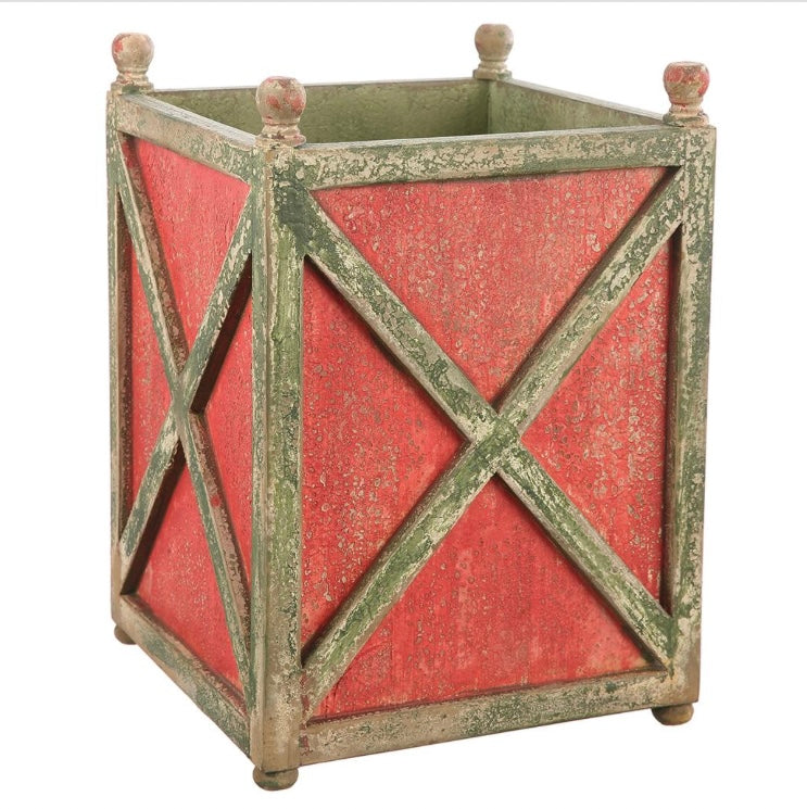 18” Red & Green Wood Planter