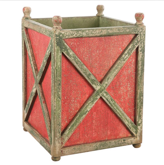 18” Red & Green Wood Planter