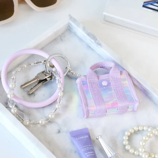 Iridescent Mini Jelly Tote Keychain – 3" x 2.5"