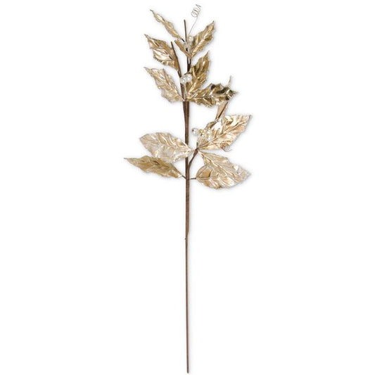 30” Gold Holly Spray with Cream Berries
