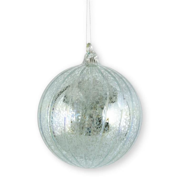 4.75" Light Blue Ribbed Mercury Glass Ornament