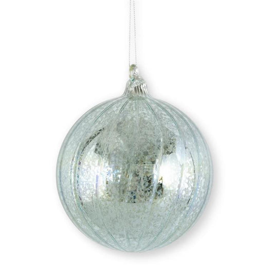 4.75" Light Blue Ribbed Mercury Glass Ornament