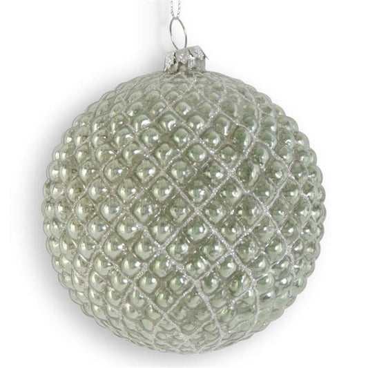 4" Sage Green Mercury Glass Hobnail Ornament