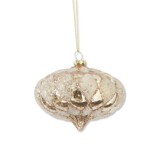 4" Beaded Gold Mercury Glass Ornament