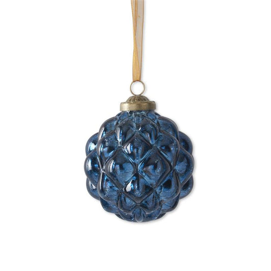 4.25" Blue Glass Hobnail Ornament