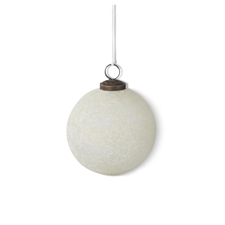 4" Iridescent Glass Ornament with Speckled White Finish