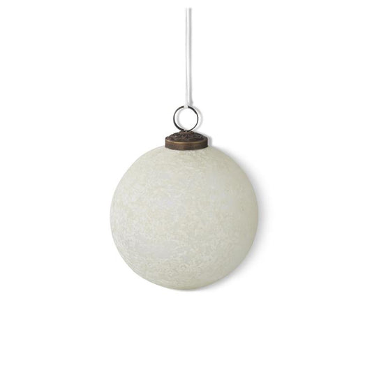 4" Iridescent Glass Ornament with Speckled White Finish