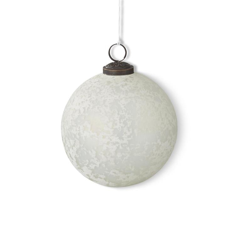 5" Iridescent Glass Ornament with Speckled White Finish