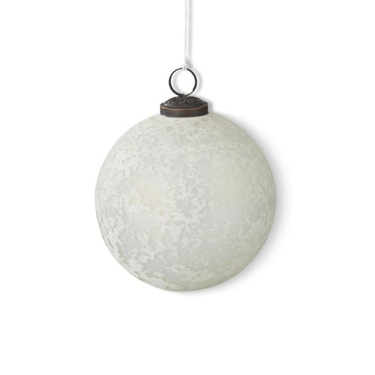 5" Iridescent Glass Ornament with Speckled White Finish