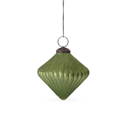 3.75" Ribbed Burnt Green Glass Onion Ornament